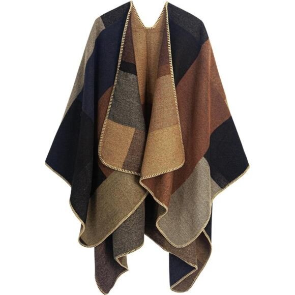 Sweaters - Women's Printed Shawl Wrap Fashionable Open Front Poncho Cape,